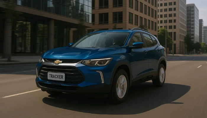 carro azul representando qual o valor do seguro do chevrolet tracker em 2025