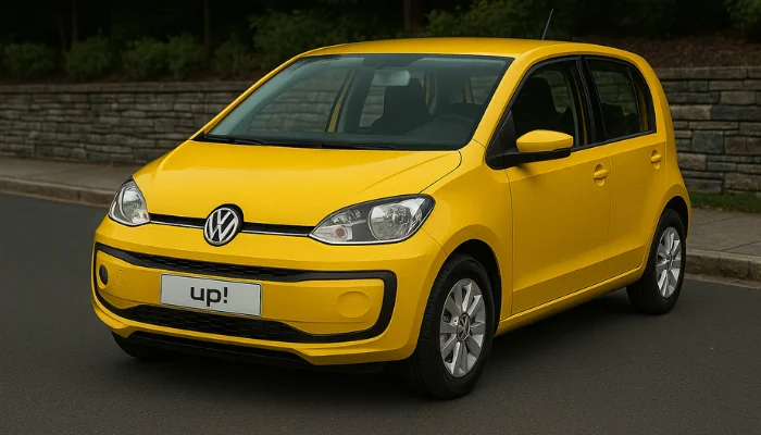 carro amarelo estacionado representando dicas práticas para economizar no seguro do seu volkswagen up