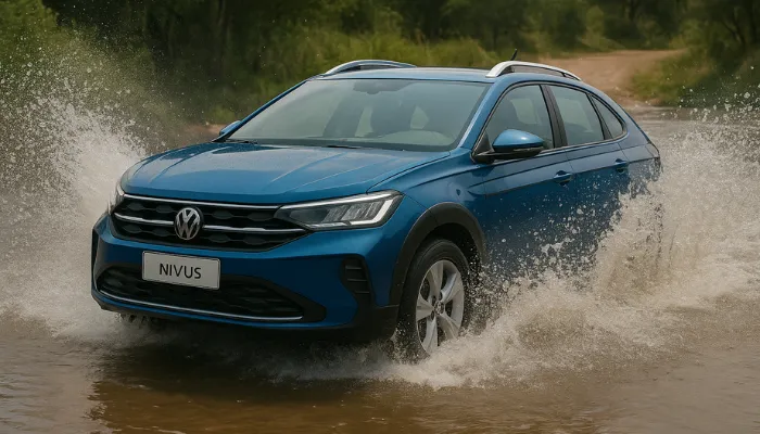 carro azul representando volkswagen nivus ou suvs rivais qual tem o seguro mais barato